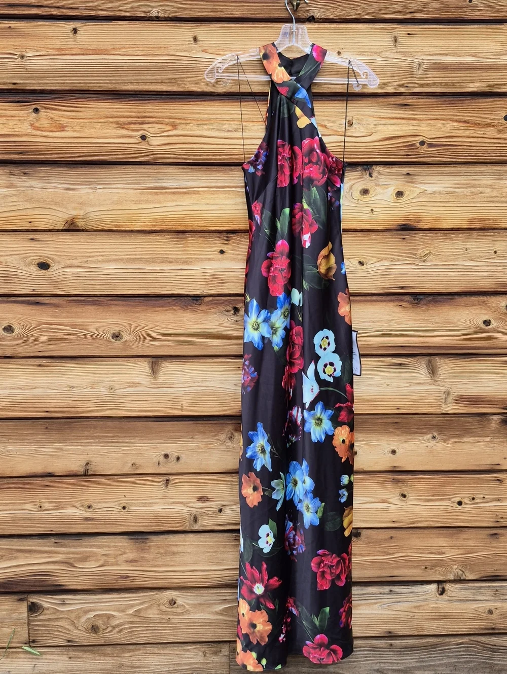 NWT Adrianna Papell Black Floral Mermaid Gown with Halter Neckline 2 - Picture 5 of 14